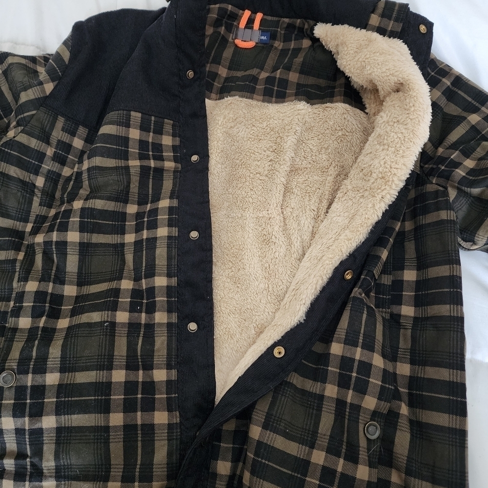 Haellun Men's Sherpa-Lined Flannel Shirt Jacket – Size L - Picture 6 of 7